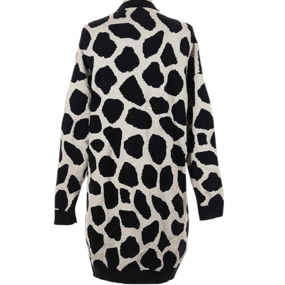 Ann Taylor Boyfriend Black/Light Tan Giraffe Print Knit Long Cardigan S NWOT - Picture 4 of 13